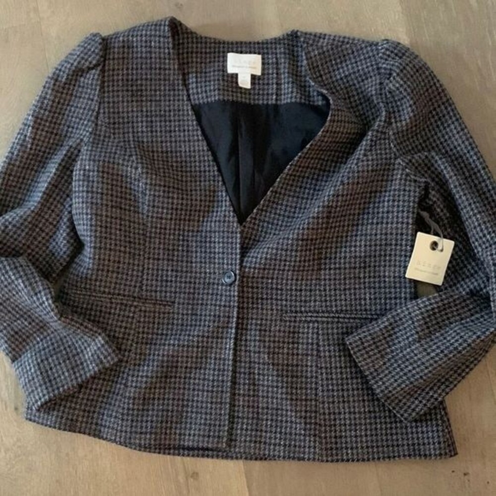 NWT hinge Tan Blue Dandy Check Jacket
